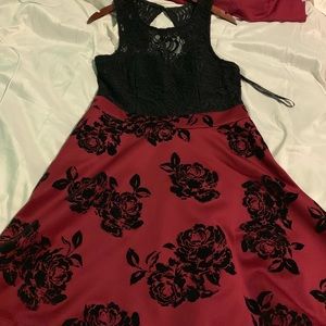 Trixxi burgundy and black floral dress